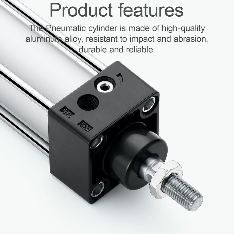 VIILOCK Pneumatic Air Cylinder 32mm Bore 200mm Stroke, Aluminium Standard Cylinder Single Piston Rod Double Action SC 32 X 200 - Image 2